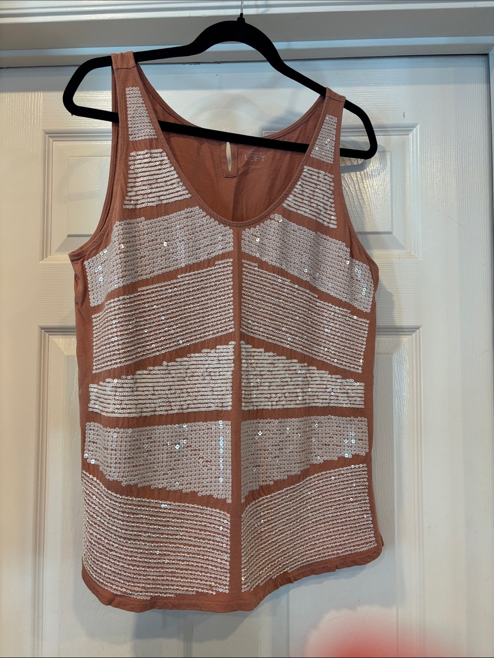 LOFT Dusty Rose Sequin Tank Top